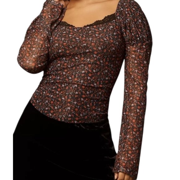 Anthropologie Tops - Anthropologie‎ Maeve Womens Plus Size 2X Mutton Sleeve Scoop Neck Floral Top NWT